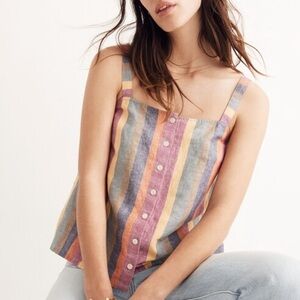 Madewell Rainbow Stripe Button-Front Tank Top Size XS